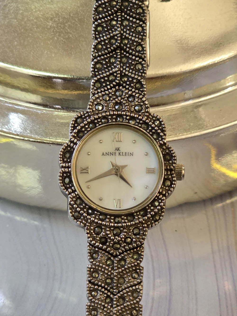 Anne Klein Women's Gold-Tone Marcasite Accent Watch - Gold